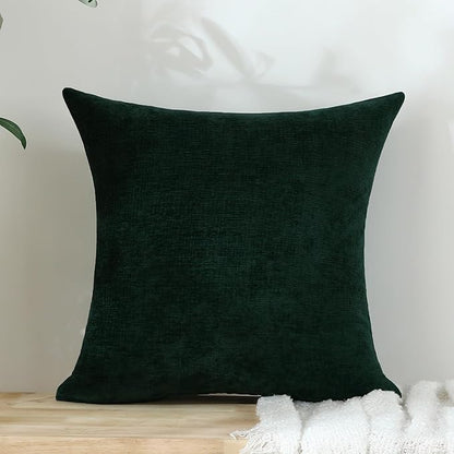 Jeneoo Hunter Green Decorative Throw Pillow Covers Soft Chenille Comfy Lumbar Couch Cushion Cases for Living Room Sofa Decor (Set of 2, 12 x 20 Inches)