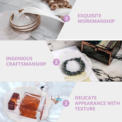Shell-Shaped Jewelry Tray and Earrings Plate, Iridescent Glass Jewelry Storage Dish for Desktop Organization and Display