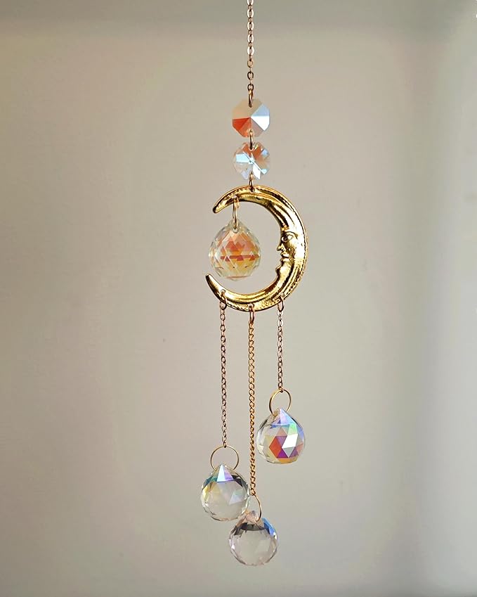 Crystal Sun Catcher Indoor Window Hanging Moon Suncatcher Prism Sunlight Rainbow Maker Decoration
