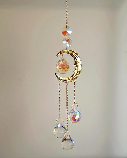 Crystal Sun Catcher Indoor Window Hanging Moon Suncatcher Prism Sunlight Rainbow Maker Decoration