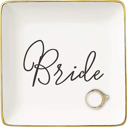 NZY Bride Gifts-Future Mrs Gifts-Engagement Gift-Bridal Shower Gifts for Her-Bachelorette Party Gifts for Bride-Wedding Gifts for Bride-Ceramic Jewelry Tray Trinket Holder Ring Dish