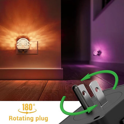 L LOHAS LED Night Lights Plug Into Wall,Dusk to Dawn Sensor,10-Color RGB Dimmable Night Light, 180°Rotating Plug in Night Light for Bathroom, Hallway, Bedroom, Stairway
