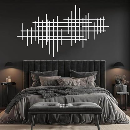 Geometric Line Metal Wall Art, Minimalist Geometric Metal Wall Art, Line Wall Decor, Modern Luxury Wall Decor, Abstract Wall Decorations, Minimalist Bedroom Wall Hanging (Black, 35"x20"/90x51cm)