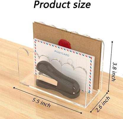 YAGELI 2 Pack 1-Slot Acrylic Mail Organizer for Desktop – Scalloped Clear Document Sorter, Vertical File Holder for Office/Home, Space-Saving Desk Organizer for Letters,Envelope,Bills,Paper