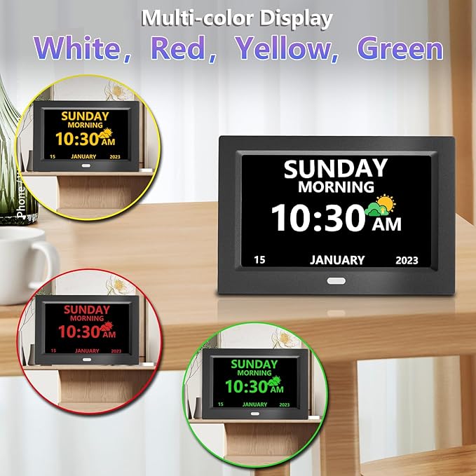 11 Inch Clock with Day and Date for Elderly Large Display Digital Clocks 12 Alarm 3 Display Modes Large Font Alzheimer's Clock Alarm Clocks for Seniors Auto DST 11in Black