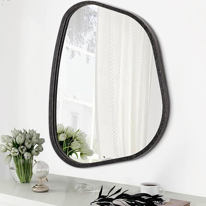 Irregular Asymmetrical Mirror Wall Mounted, Unique Vanity Mirror, Shaped Dressing Mirror Decorative for Living Room, Bathroom, Bedroom, Entryway Wall Decor 20"x16"