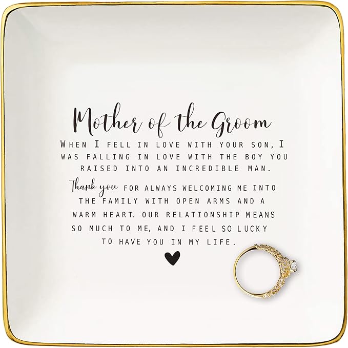 Mother Of the Groom Gifts from Bride,Bridal Shower Gifts for Mother-In-Law Present,Wedding Present for New Mom-Ceramic Jewelry Tray Trinket Holder Ring Dish-Thank You for Always Welcome Me