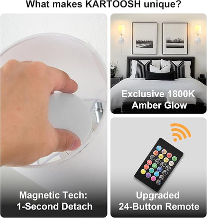 Battery Operated Wall Sconce Set of Two,Wireless Rechargeable Wall Light With Remote Control, Dimmable, 1800K/3000K/4000K/6000K/RGB, Timer, for Living Room, Bedroom, Fireplace, TV, 26.8 Inch, Chrome