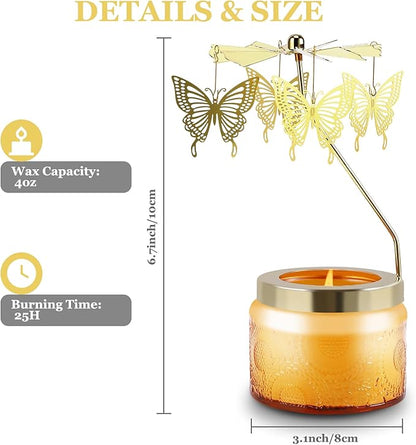 Rotatable Candle, Valentine's Day Gift for Her, Birthday Gifts for Women, Vanilla Cream Scented Candles, Butterfly Candle Gift for Girl, Friends,Mom
