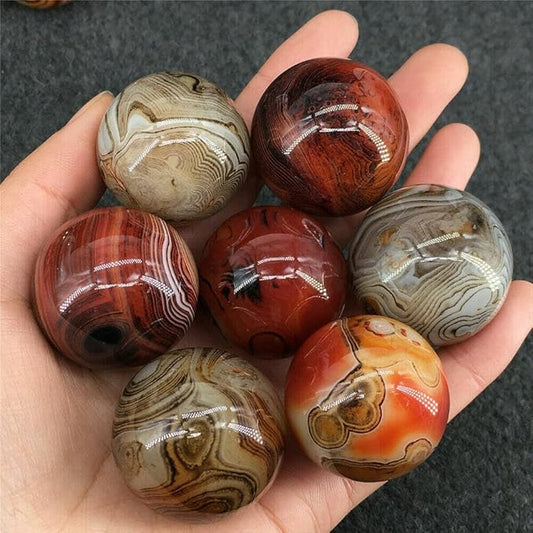 4pcs Natural Silk Agate Banded Ball Quartz Crystal Sphere Tumbled Gems Stone Dia.35MM(1.38inch)