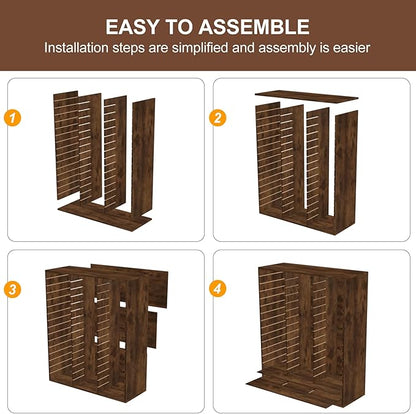TQVAI Literature Organizer, Heavy Duty 48 Compartments Countertop Mail Organizer with Adjustable Shelves, Wooden Desk Paper Storage Organizer, Mailboxes Cubbies for Office, Classroom, Anqitue