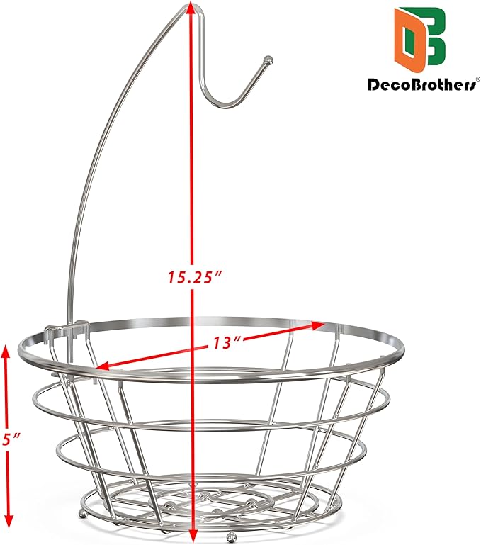 Deco Brothers Fruit Bowl with Banana Holder, Chrome