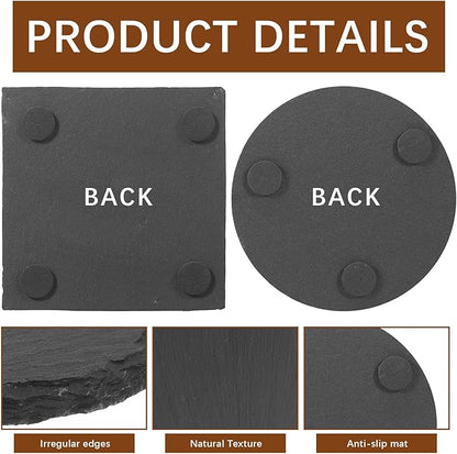 72pcs Slate Coasters Black 4 Inch Bulk Blank Rock Coasters Blank Laser Engraving, Hand Painted DIY, Scratch Resistant Bottom (36*Square+36*Round)
