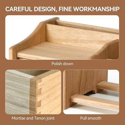 KIRIGEN Desktop Adjustable Organizer Storage Book Shelf with Drawer Wooden Desk Bookcase Workplace Storage Station Expandable Book Rack Fully Assembled SSSJ-S-NA