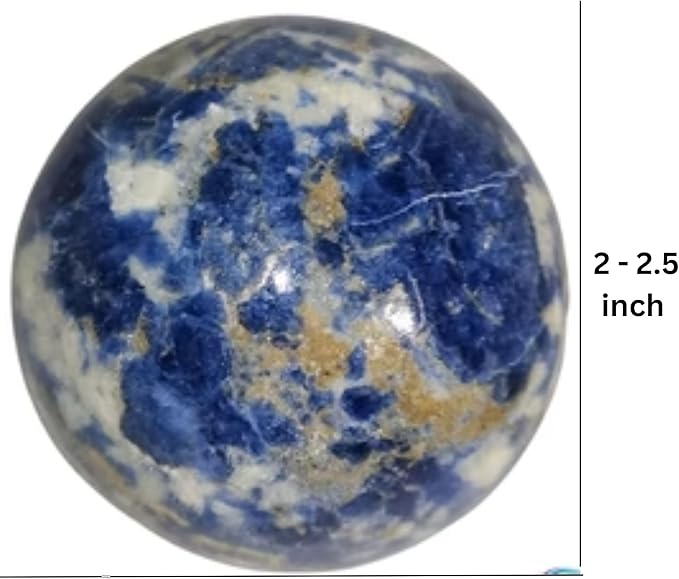 Jet Sodalite Crystal Ball 50-55 mm – Natural Healing Gemstone Sphere for Positive Energy, Meditation, Reiki, Chakra Balancing, Home Décor & Collectible Crystal