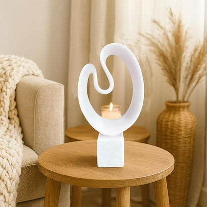 Swirl Abstract Resin Sculpture – Modern Minimalist Marble-Look Decorative Statue for Home, Office, Living Room, Bedroom Decor