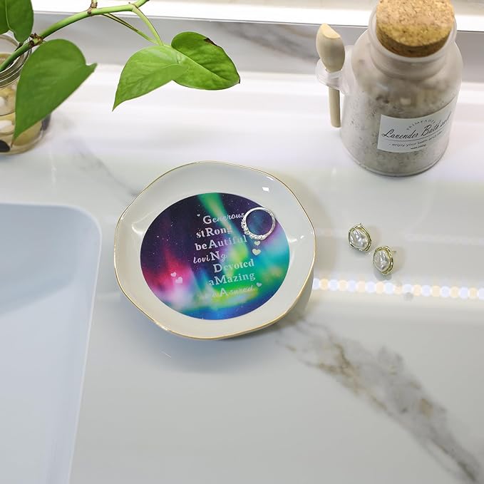 HOME SMILE Mother's Day Gifts for Nana From Grandkids Unique - I Love You Grandma Jewelry Ring Dish Tray with Dynamic Pattern Shifts for Grandmother