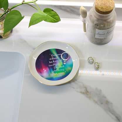 HOME SMILE Mother's Day Gifts for Nana From Grandkids Unique - I Love You Grandma Jewelry Ring Dish Tray with Dynamic Pattern Shifts for Grandmother