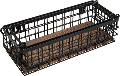 MyGift Set of 2 Black Wire Baskets for Organizing – Storage Baskets/Pantry Baskets for Shelves & Wall