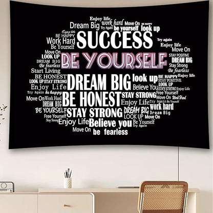 Boqin Quote Tapestry- Be Yourself Tapestries, Inspirational Wall Art, Inspirational Classroom Quotations Wall Hanging Positive Saying for Living Room, Bedroom Decoration, Outdoor - 50 x60 Inches