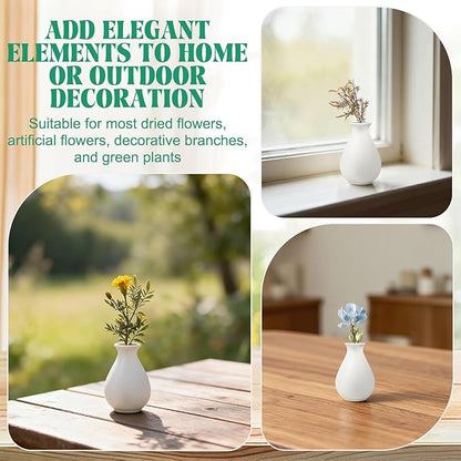 15 Pack White Ceramic Bud Vases Bulk, 3.9 Inch Small Boho Flower Vase, Matte White Vase for Centerpieces, Pampas Grass, Dried Flowers, Wedding Table and Home Décor