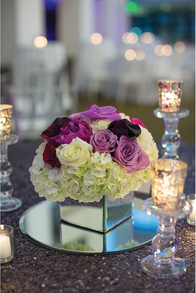 WGVI WGV Large Round Mirror Plate 12" Diameter, 4.5 mm Thickness, Frameless Sanded Edges, Quality Thick Candle Tray, Home Event Party Wedding Table Centerpiece Wall Decor, 1 Piece