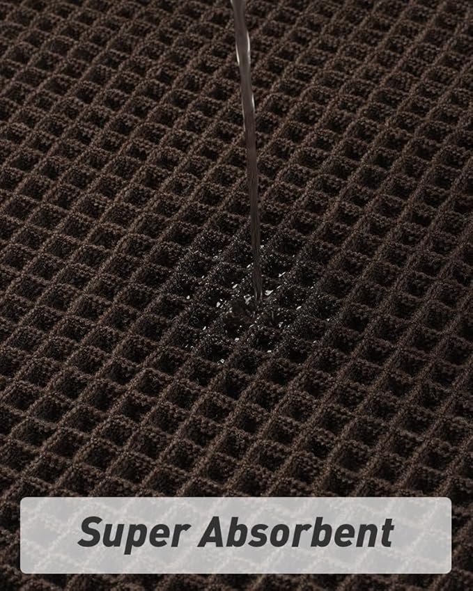 Upgraded Waffle Runner Rug Super Absorbent Non Slip Bath Mats for Bathroom Machine Washable Bathroom Runner Rug with Tassels, Ideal for Hallway Bedroom Laundry Room, Chocolate, 2'x 6'(24" x 72")