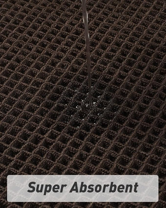 Upgraded Waffle Runner Rug Super Absorbent Non Slip Bath Mats for Bathroom Machine Washable Bathroom Runner Rug with Tassels, Ideal for Hallway Bedroom Laundry Room, Chocolate, 2'x 4'(24" x 48")