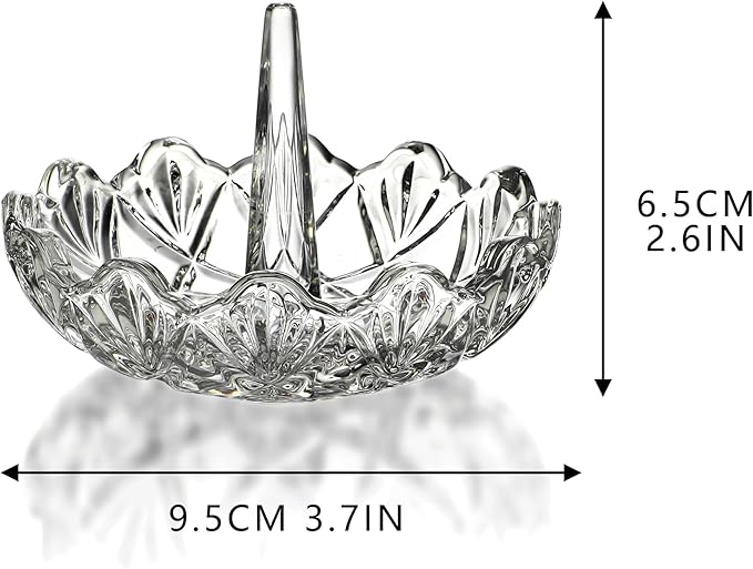 H&D HYALINE & DORA Clear Crystal Ring Holder, Glass Jewelry Dish, Display for Wedding, Wavy Shape Gift for Mom, Wife, Girl