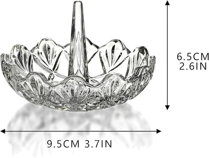 H&D HYALINE & DORA Clear Crystal Ring Holder, Glass Jewelry Dish, Display for Wedding, Wavy Shape Gift for Mom, Wife, Girl