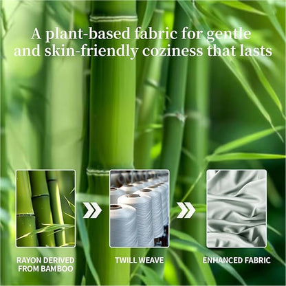 Shilucheng 100% Viscose Derived from Bamboo_ Sheets Full Size 4pcs - Ultra Cooling & Silky Soft Bed Sheets, 16" Deep Pocket, Perfect for Hot Sleepers, Hotel Bedding Sheets (Sea Glass)