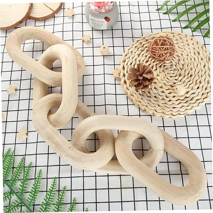 Rustic Link Chain Decor Wood Hanging Ornament for Home Bar and Bedroom for Modern Farmhouse and Bohemian Styles