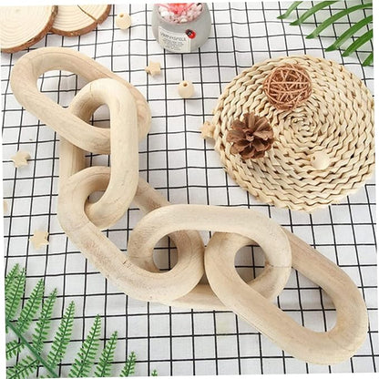 Rustic Link Chain Decor Wood Hanging Ornament for Home Bar and Bedroom for Modern Farmhouse and Bohemian Styles