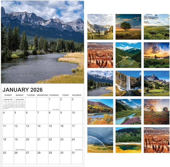 2026 Calendar for Wall, National Parks Calendar 2026 from January 2026 - December 2026, 12" x 24" Opened 12 Months Calendar, Full Page Months Thick & Sturdy Paper for Gift Perfect Calendars
