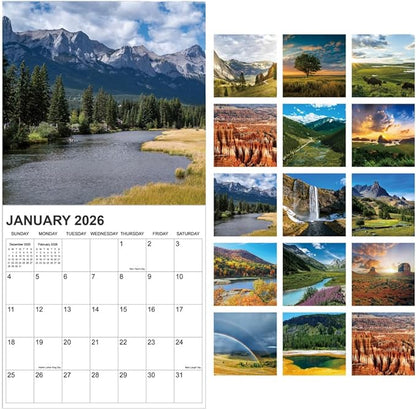 2026 Calendar for Wall, National Parks Calendar 2026 from January 2026 - December 2026, 12" x 24" Opened 12 Months Calendar, Full Page Months Thick & Sturdy Paper for Gift Perfect Calendars