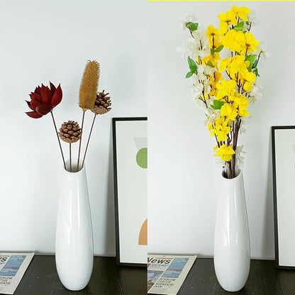 12Inch Tall White Ceramic Flower Vase,Home Decor White Vases for Pampas Grass,Modern Textured Vases for Living Room Decorations,Shelf,Table Centerpieces,Farmhouse Small Ceramic Vase