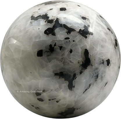 Amazing Gemstone Rainbow Moonstone Crystal Ball with Stand - 1.5 Inches Crystal Sphere Meditation Balls for Witchcraft and Decorative Balls