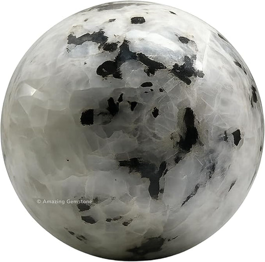 Amazing Gemstone Rainbow Moonstone Crystal Ball with Stand - 1.5 Inches Crystal Sphere Meditation Balls for Witchcraft and Decorative Balls