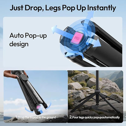 ULANZI Magnetic Phone Tripod, MT85 Auto Open Tripod with Enhanced 4-Leg, 60'' Selfie Stick Extendable Phone Stand, for Content Creation/Vlog, Compatible with iPhone 17/16/15/14/13/12 (Black)