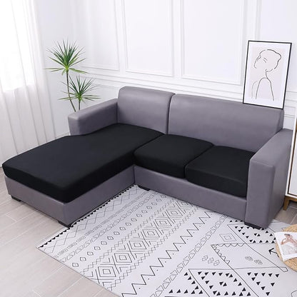 hyha Waterproof Couch Cushion Covers, Sectional Sofa Slipcovers Washable, L Shape Chaise Dog Couch Covers for Sectional Sofa, Universal Furniture Protector (1 Piece for Chaise XL, Black)