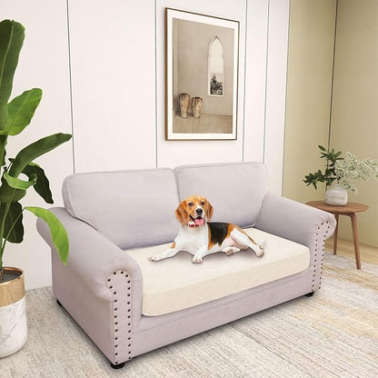 hyha Individual Couch Cushion Covers, Stretch Magic Sofa Seat Cushion Covers Washable, Dog Couch Sofa Slipcover for Pets, Kid with Elastic Bottom(Medium, Beige)