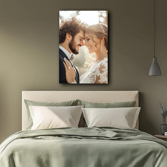 Personalized Wall Art for Wall Custom Photo Print on Canvas Wall Art for Wedding Pet Family Lovers Birthday Keepsakes Unframed Rolled Canvas Printed 12x8in