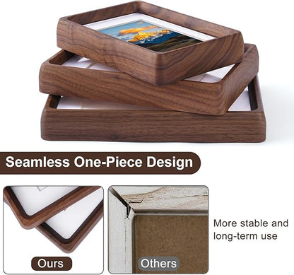 TEYCLZORE 5x7 Natural Walnut Picture Frame, Handmade Photo Frame, Display 3.5x5 Picture with Mat or 5x7 Without Mat, Tabletop Display and Wall Hanging