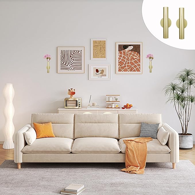 2 Pack Wall Mounted Flower Tube Metal Flower Vase with Sticker for Flower Display Decoration(Gold)