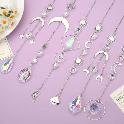 6 Pcs Sun Catchers Indoor Window, Colorful Crystal Suncatcher Prism for Windows Hanging Outdoor Garden Home Balcony Ceiling Wall Room Decor Aesthetic Wedding Party Rainbow Maker Ornaments Gifts