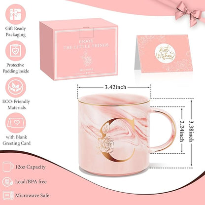 Valentines Day Gifts for Her, Anniversary Birthday Galentines Gifts for Women Mom Grandma Friend Sister Wife Teacher Coworker, Personalized Initial Customized Gift Monogrammed A-Z Coffee Mug 12 OZ(C)