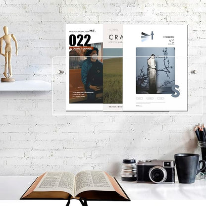 2PACK Acrylic Brochure Holder Wall Mount Clear Hanging Magazine Rack Bookshelf Comic Display Stand Floating Storage Organizer for Living Room, Office, Waitting Room