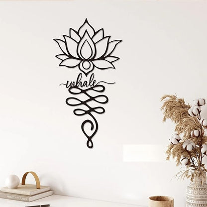 Xedatric Lotus Wall Decor Twin Piece Metal Wall Sculpture for Yoga Decor, Home & Office - Elegant Lotus Decor, Rustic Matte Black Finish
