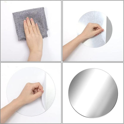 Aneco 10 Pack Acrylic Round Mirrors Non Glass Round Mirror Plate Self Adhesive Mirror Stickers for Home Wall Decor or Wedding Table Centerpiece, 6 Inches, (Thickness 2 mm)