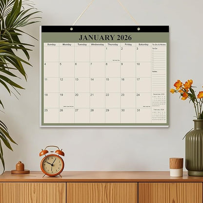 Desk Calendar 2026 - Calendar 2026-2027 from January 2026 to June 2027, 18 Months Calendar with Thick Paper for Office, Home, School Organizing, 14" X 11", Cyan